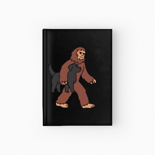 Bigfoot Sasquatch Walking Newfoundland Dog Hardcover Journal