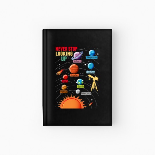 Telescope Solar System Planets Astronomy Lover Hardcover Journal