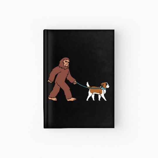 Bigfoot Sasquatch Walking Saint Bernard Hardcover Journal