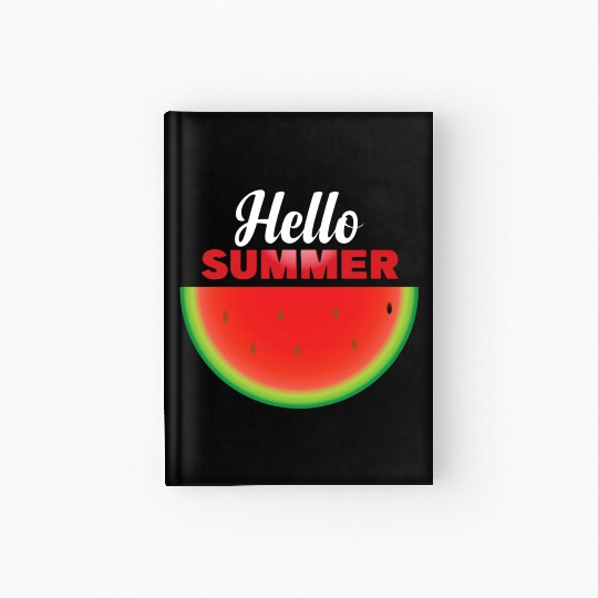Hello Summer, Hello summer slogan on watermelon Hardcover Journal