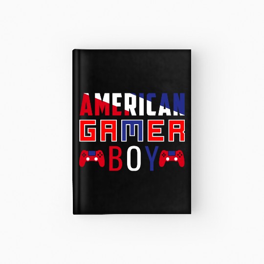 American gamer boy, Flag Video Game Boys Kids Teen Hardcover Journal