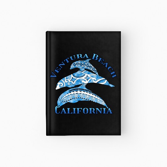 Ventura Beach California Vacation Tribal Dolphins Hardcover Journal
