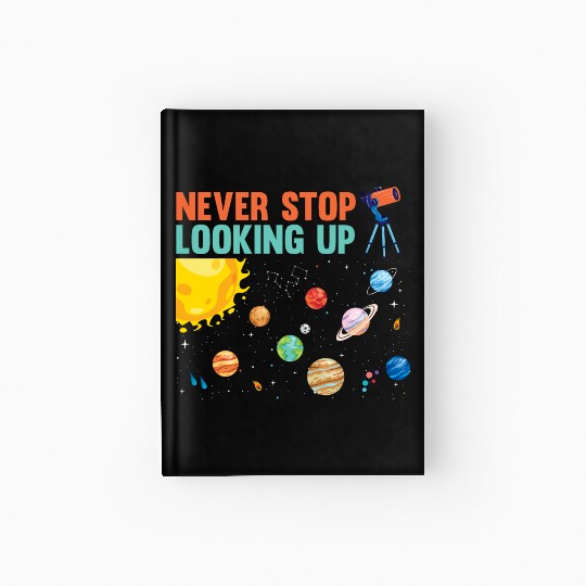 Telescope Solar System Planets Astronomer Hardcover Journal