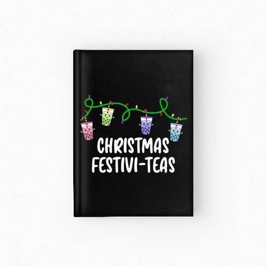 Boba Tea Relax Christmas Cute Kawaii Bubble Milk Hardcover Journal