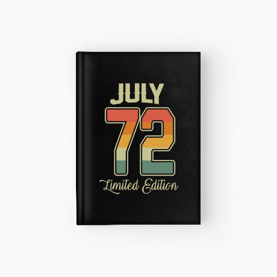 Vintage 50th Birthday July 1972 Sports Gift Hardcover Journal