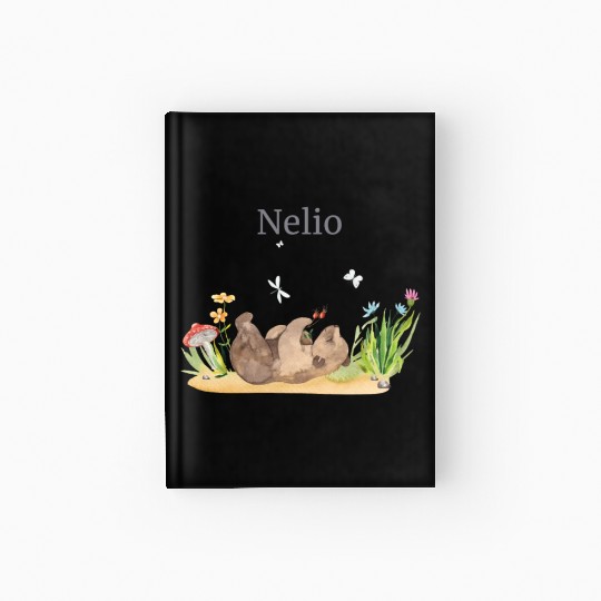 Forest Animal Bear Flowers Name Nelio Hardcover Journal