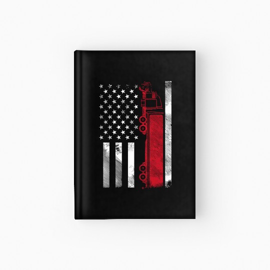 US American Flag Semi Truck Driver 18 Wheeler Hardcover Journal