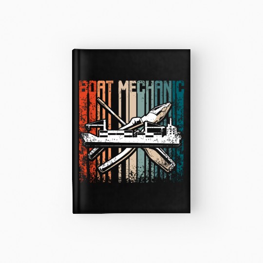 Retro Vintage boat mechanic Hardcover Journal
