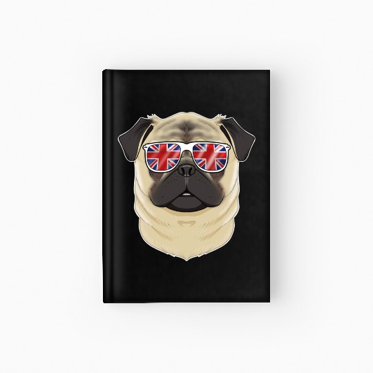 Pug UK Sunglasses I English Flag I Union Jack Hardcover Journal