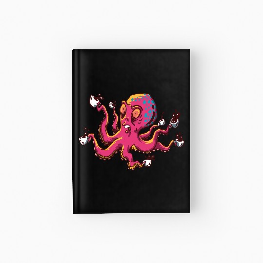 Octopus Drinking Coffee Hardcover Journal