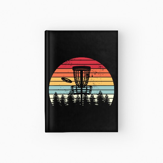 Disc Golf Retro Distressed Trees Sunset Hardcover Journal