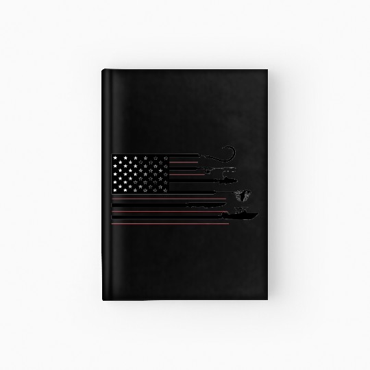 American Flag and Fishing Combined Hardcover Journal