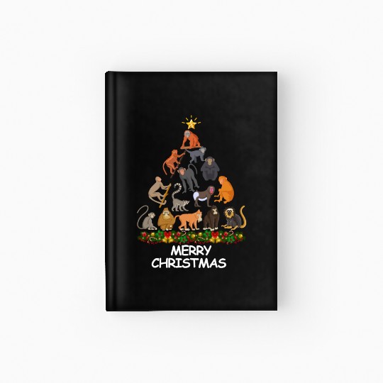 Monkey Christmas Tree Merry Christmas Hardcover Journal