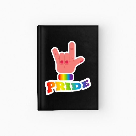 Pride flag hand - Pride quote lgbt community Hardcover Journal