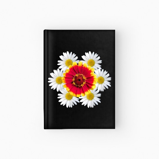 zinnia blossom daisy flower blooms flowerpattern Hardcover Journal