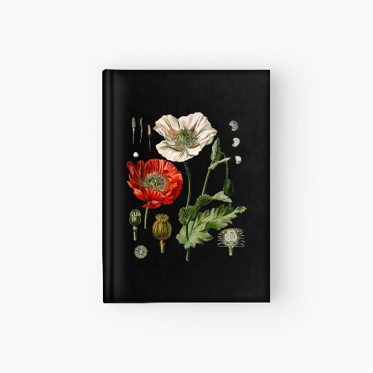 Red Poppy flower Botanical Poppies Red Poppy Hardcover Journal