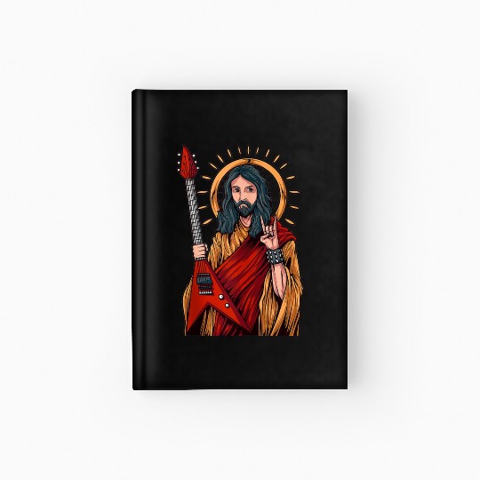 Jesus Playing Heavy Metal Guitar Hardcover Journal