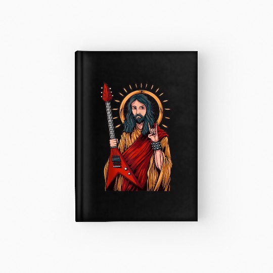 Jesus Playing Heavy Metal Guitar Hardcover Journal