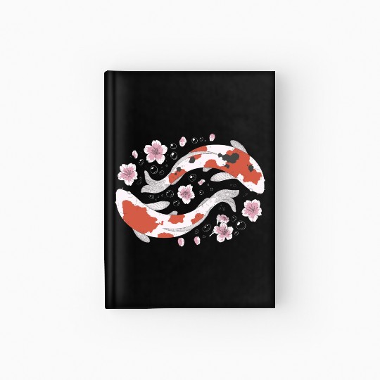 Japanese Koi Fish and Cherry Blossom Hardcover Journal