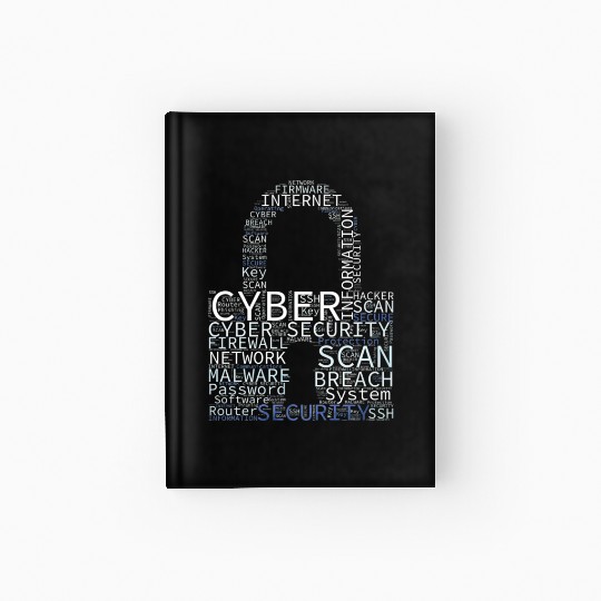 Cyber Security Wordcloud Padlock Hardcover Journal