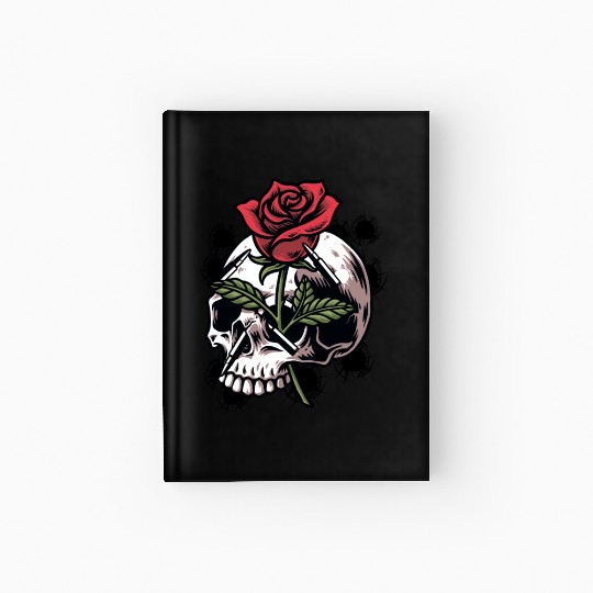 Bullets and Skull Roses Aesthetic Dripping Pattern Hardcover Journal