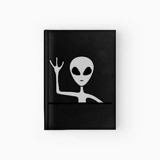 Gray male alien waving Hardcover Journal