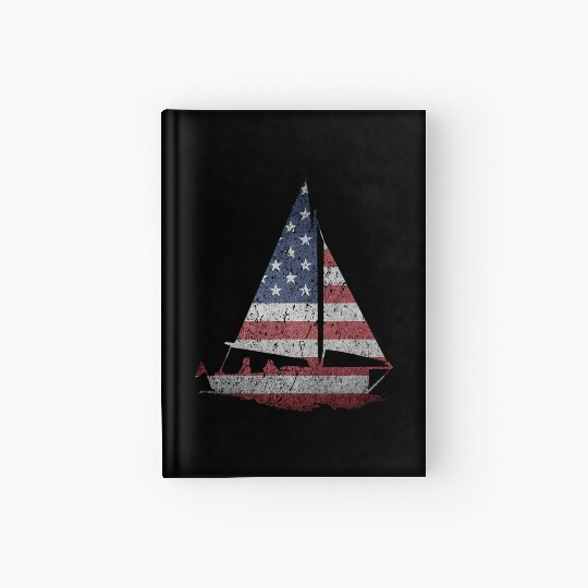 Distressed Stars Stripes Sailboat Sailing Adventur Hardcover Journal