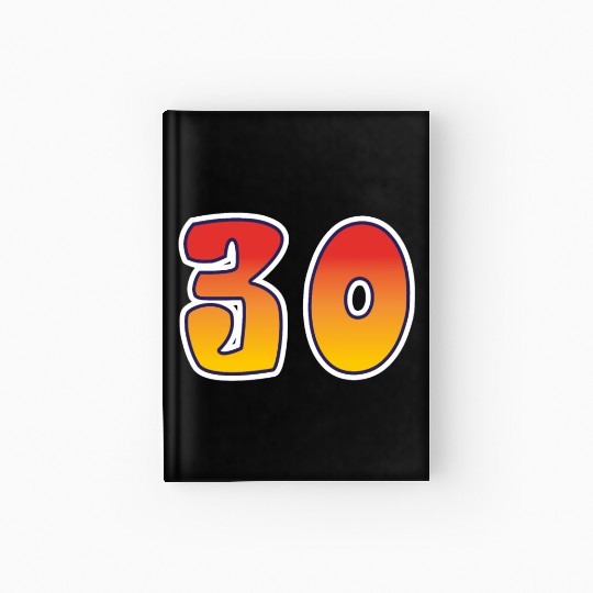 Number 30 Red - Orange Design Hardcover Journal