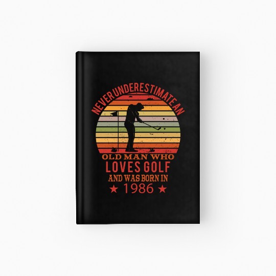 Golfing Golfplayers Vintage 1986 Birthday Hardcover Journal