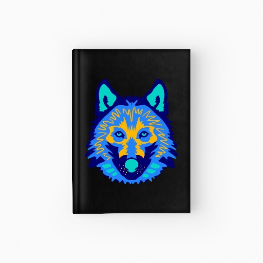 blue wolf face Hardcover Journal