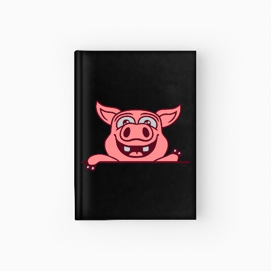 barn pig waving friendly Hardcover Journal