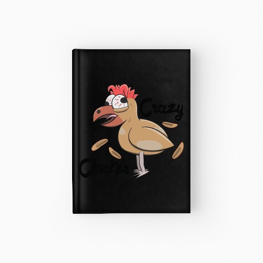 Crazy Shocked Farm Chicken Funny Cartoon White Hardcover Journal