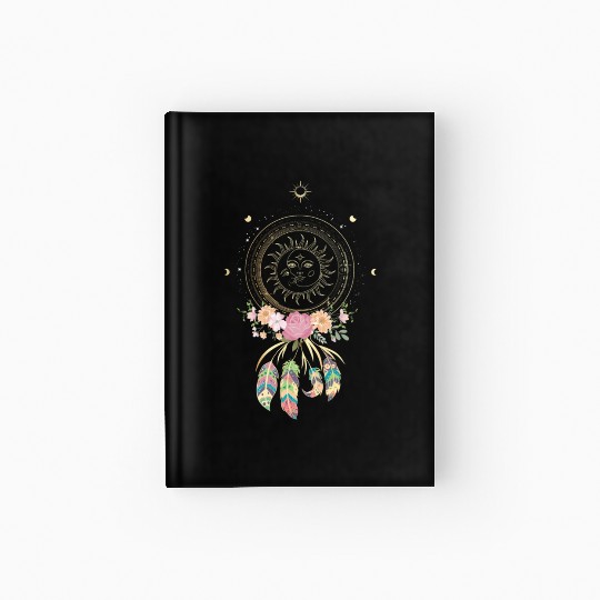 Beautiful Dreamcatcher Sun Moon Flowers Hardcover Journal