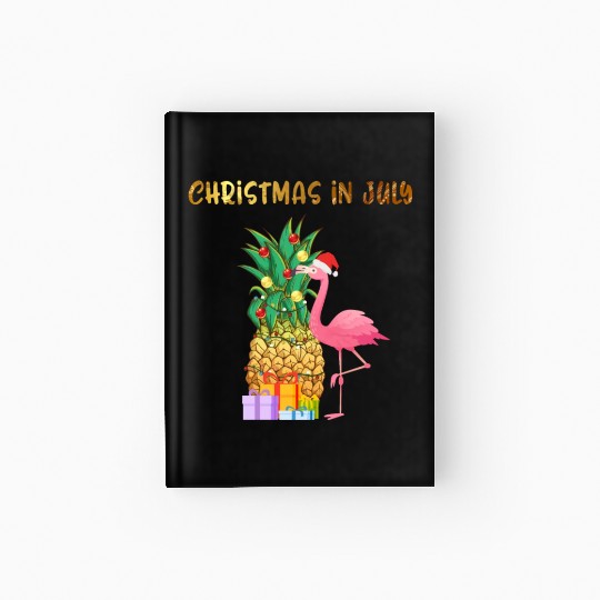 Christmas In July Pineapple Xmas Tree Lights Hardcover Journal