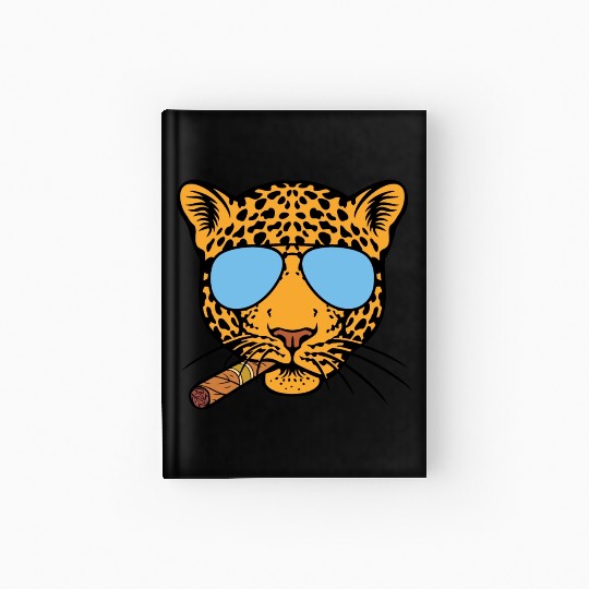 Jaguar with aviator sunglasses and Cuban cigar Hardcover Journal