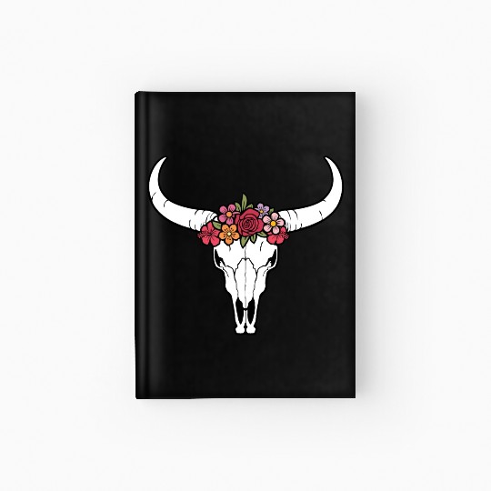 Floral bull skull Hardcover Journal