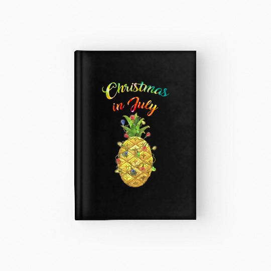 Christmas In July Pineapple Xmas Tree Lights Hardcover Journal