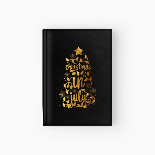 Christmas In July Colorful Xmas Tree Lights Hardcover Journal
