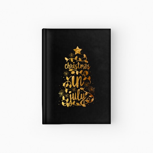 Christmas In July Colorful Xmas Tree Lights Hardcover Journal