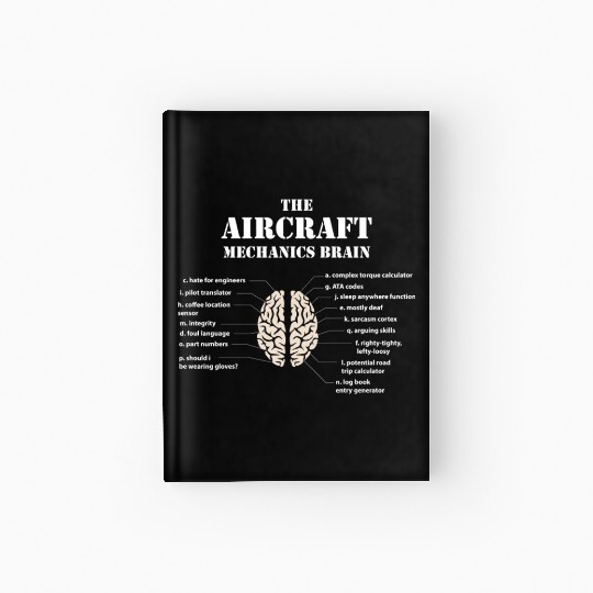 Aircraft Mechanics Brain Hardcover Journal
