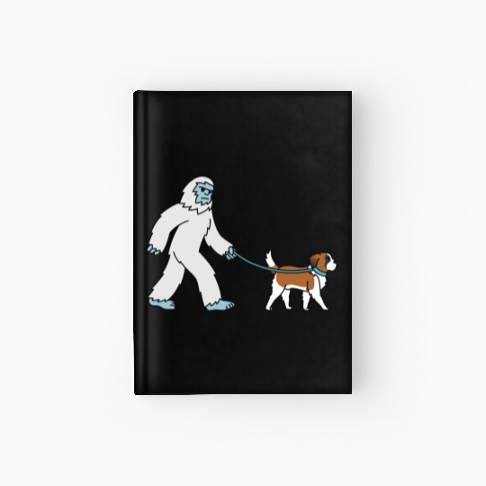 Bigfoot Sasquatch Walking Saint Bernard Hardcover Journal