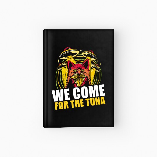 International Cat Day Funny Ufo Alien Cat Hardcover Journal