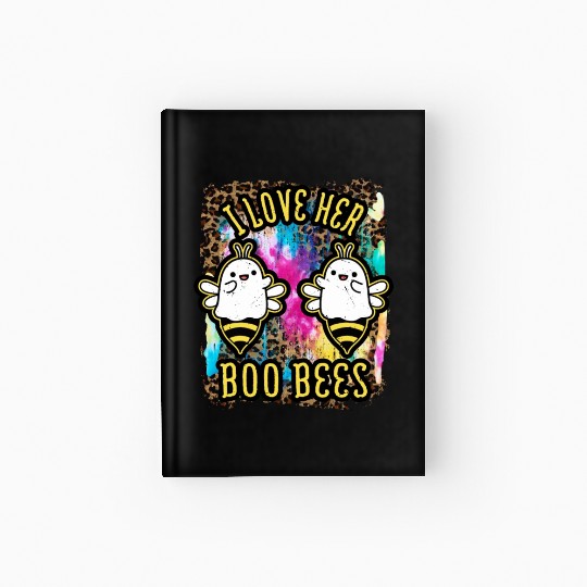 Halloween I love her Boo Bees Tie Dye Hardcover Journal