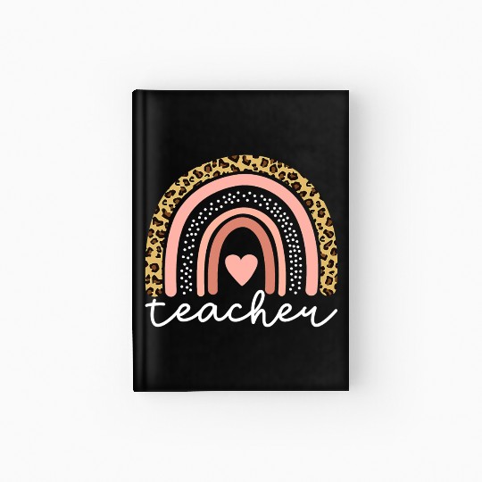 Boho Teacher Rainbow Leopard Teacher Appreciation Hardcover Journal