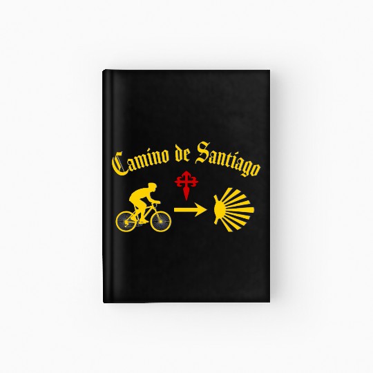 Camino de Santiago Man Bike Yellow Scallop Shell Hardcover Journal