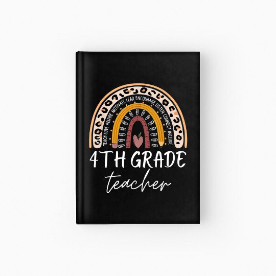 4th grade teacher leopard rainbow back to school Hardcover Journal