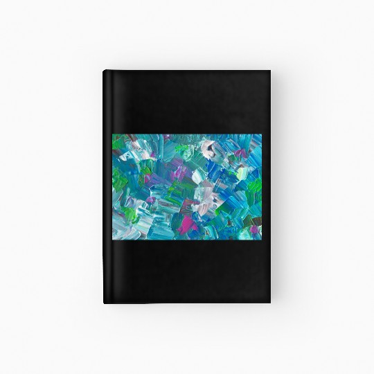 Abstract Blue Teal Brushstrokes Painting Hardcover Journal