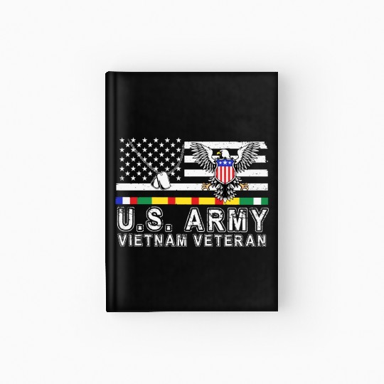 Vietnam Veteran Eagle US Flag Dog Tag Vintage Hardcover Journal