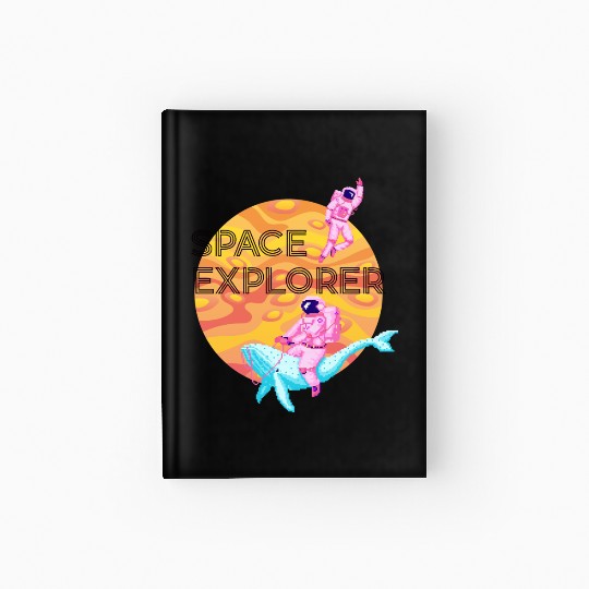 Space Explorer Two Astronauts and A Blue Whale Hardcover Journal