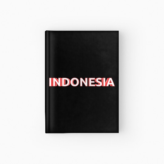 text indonesia red and white color bold style 3d Hardcover Journal